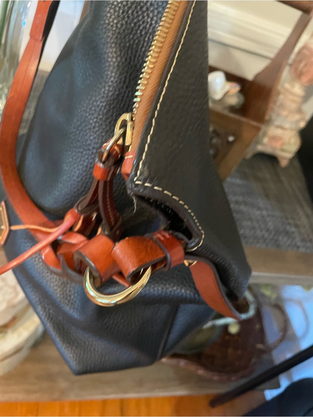 Dooney & Bourke Black Pebbled Leather Crossbody with Leather Tassel - Picture 7 of 14